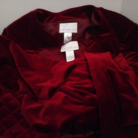 Dress Suit Susan Graver 2-peice Set Quilted Velvet Jacket Sheath Dress -M Wine - Picture 9 of 10